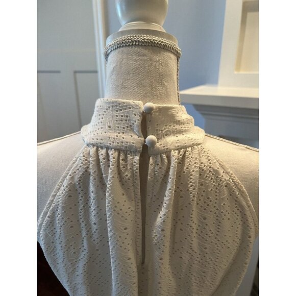 Michael Michael Kors Creamy White Eyelet Flowy Halter Neck Dress Size M - Picture 6 of 10